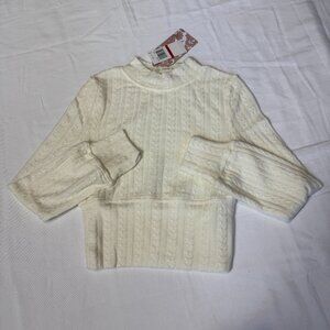 Band of the Free Ivory Cable Knit Mock Neck Sweater | Textured Cropped Pullover